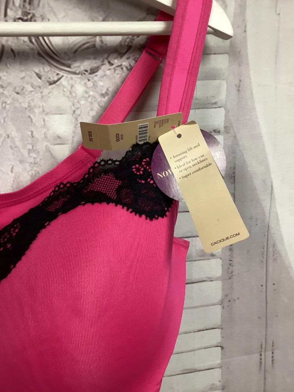 Cacique Pink Bra Lace Trim Balconette NWT 42DD